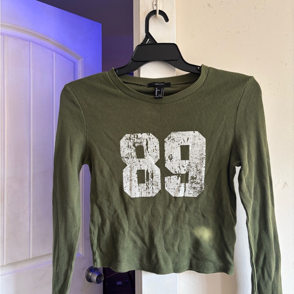 Forever 21 Olive Ribbed Knit Top